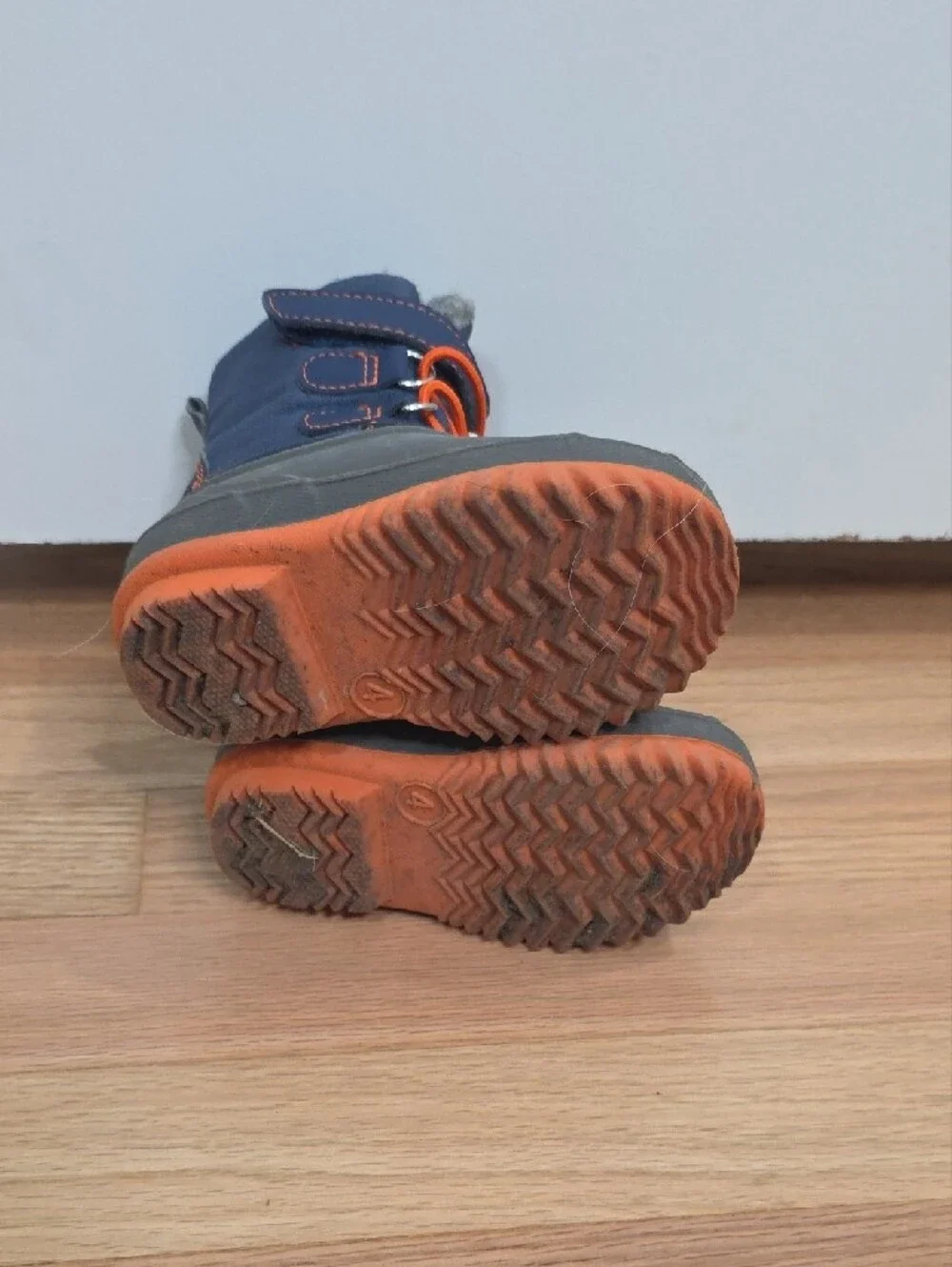 Cat & Jack Navy and Orange Kids Snow Boots with Faux-Fur Lining